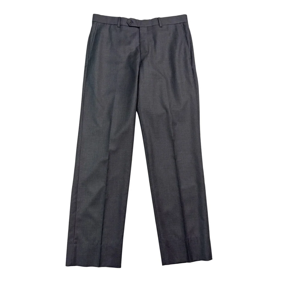 Jos A Bank 40R 34x31 Gray Micro Herringbone 2pc Pant Suit Signature Gold Wool